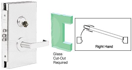 CRL 6"x10" RH Satin Chrome Finish Center Lock with Deadlatch in Entrance Lock Function