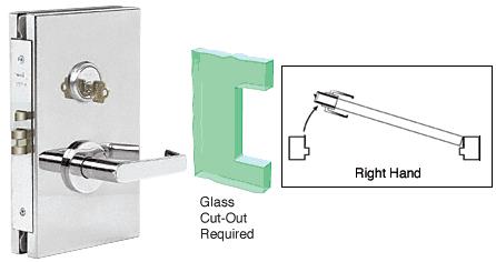 CRL 6"x10" RH Polished Stainless Finish Center Lock with Deadlatch in Passage Lock Function