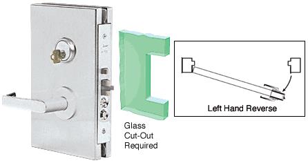 CRL 6"x10" LHR Brushed Stainless Finish Center Lock with Deadlatch in Office Function
