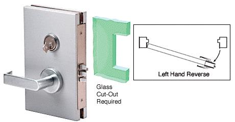 CRL 6"x10" LHR Brushed Stainless Finish Center Lock with Deadlatch in Class Room Function