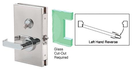 CRL 6"x10" LHR Polished Stainless Finish Center Lock with Deadlatch in Class Room Function