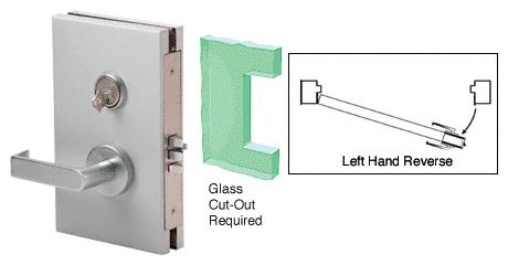 CRL 6"x10" LHR Satin Chrome Finish Center Lock with Deadlatch in Class Room Function