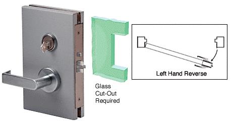 CRL 6"x10" LHR Brushed Stainless Finish Center Lock with Deadlatch in Passage Lock Function