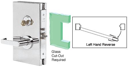 CRL 6"x10" LHR Polished Stainless Finish Center Lock with Deadlatch in Storeroom Function