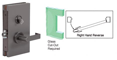 CRL 6"x10" RHR Duranodic Bronze Finish Center Lock with Deadlatch in Class Room Function