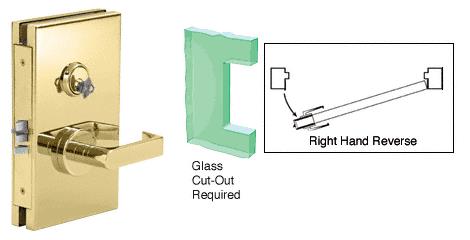 CRL 6"x10" RHR Polished Brass Finish Center Lock with Deadlatch in Class Room Function