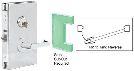 CRL 6"x10" RHR Brushed Stainless Finish Center Lock with Deadlatch in Passage Lock Function