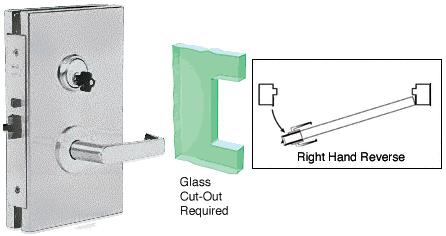 CRL 6"x10" RHR Satin Chrome Finish Center Lock with Deadlatch in Passage Lock Function