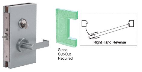 CRL 6"x10" RHR Brushed Stainless Finish Center Lock with Deadlatch in Storeroom Function