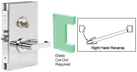 CRL 6"x10" RHR Polished Stainless Finish Center Lock with Deadlatch in Storeroom Function
