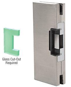 CRL 4"x10" LH/RHR Brushed Stainless Custom Center Lock Glass Keeper With Deadlatch Electric Strike