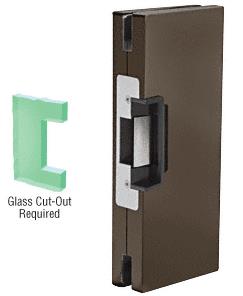 CRL 4"x10" RH/LHR Dark Bronze Custom Center Lock Glass Keeper With Deadlatch Electric Strike