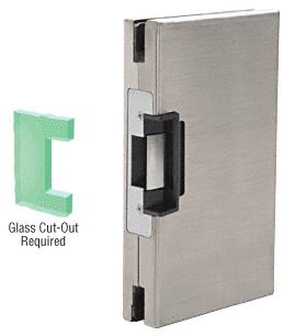 CRL 6"x10" RH/LHR Brushed Stainless Finish Custom Center Lock Glass Keeper With Deadlatch Electric Strike