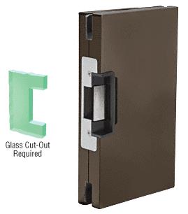 CRL 6"x10" RH/LHR Duranodic Bronze Finish Custom Center Lock Glass Keeper With Deadlatch Electric Strike