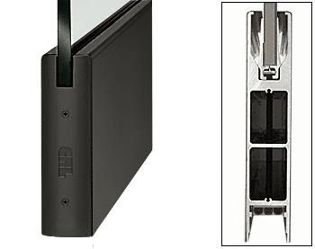 CRL Black 10" Square Style Door Rail without Lock for 1/2" Glass - Custom Length