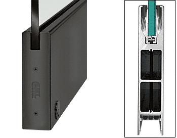 CRL Black 10" Square Single Door Rail with Lock for 3/4" Glass - Custom Length