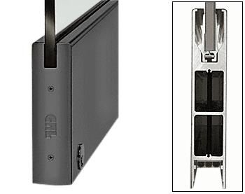 CRL Black 10" Square Single Door Rail With Lock for 3/4"(19mm) Glass - 35-3/4" Length