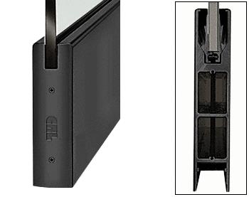 CRL Black 10" Square Single Door Rail without Lock for 3/4" Glass - 35-3/4" Length