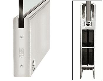 CRL Brushed Stainless 10" Square Single Door Rail With Lock for 3/4"(19mm) Glass - 35-3/4" Length