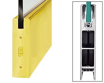 CRL Polished Brass 10" Square Single Door Rail without Lock for 1/2" Glass - 35-3/4" Length