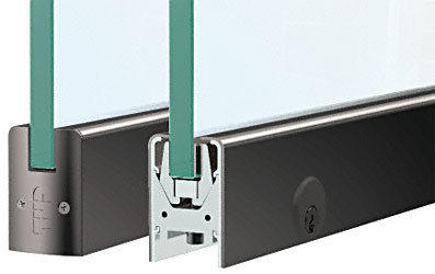CRL Black Anodized Low Profile Custom Length Door Rail With Lock for 1/2" Glass