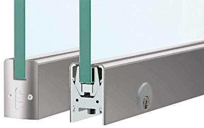 CRL Brushed Stainless Low Profile Door Rail With Lock - 35-3/4" Length