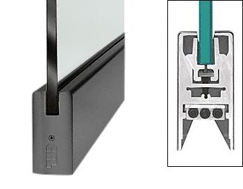 CRL Black 4" Square Style Door Rail without Lock for 1/2" Glass - Custom Length