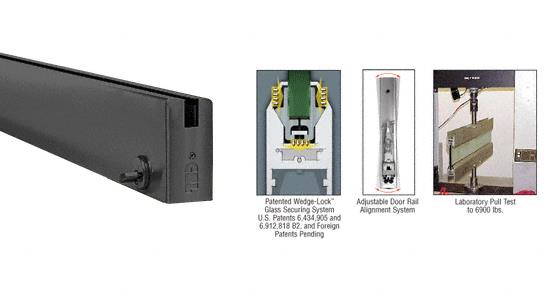 CRL Black 35-3/4" Single Door Rail Square Style with Lock for 3/4" Glass