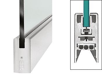 CRL Brushed Stainless 4" Square Door Rail Without Lock for 1/2" Glass - 35-3/4" Length