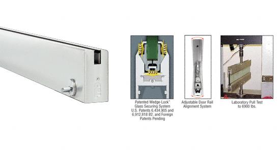 CRL Brushed Stainless Anodized 35-3/4" Single Door Rail Square Style with Lock for 1/2" Glass