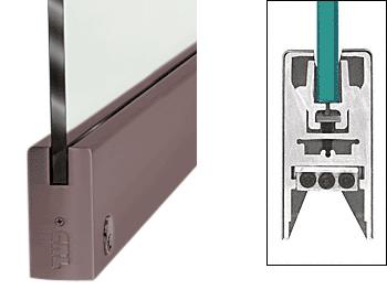 CRL Duranodic Bronze 4" Square Style Door Rail with Lock for 3/8" Glass - Custom Length