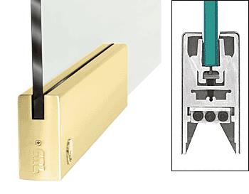 CRL Polished Brass 9-1/2" Door Rail Squared Style for 3/8" Glass With Lock
