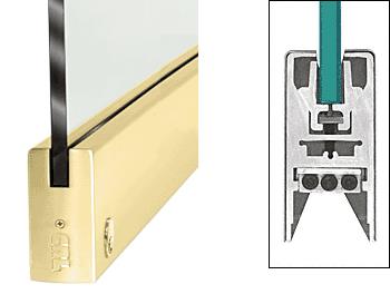 CRL Polished Brass 4" Square Style Door Rail with Lock for 3/8" Glass - Custom Length