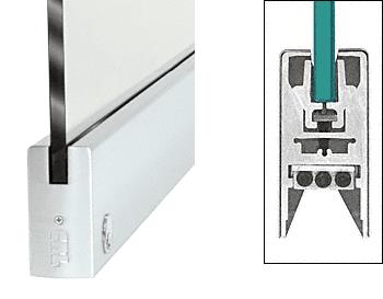 CRL Satin Anodized 4" Square Style Door Rail with Lock for 3/8" Glass - Custom Length
