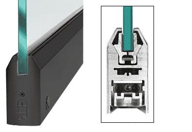 CRL Black Anodized 4" Tapered Door Rail With Lock for 3/4" Glass - Custom Length