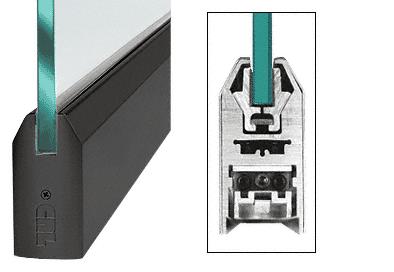 CRL Black Anodized 4" Tapered Door Rail Without Lock for 3/4" Glass - Custom Length