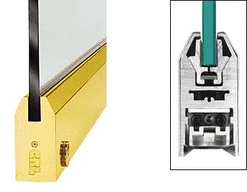 CRL Polished Brass 4" Tapered Door Rail With Lock for 1/2" Glass - 35-3/4" Length