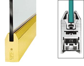 CRL Polished Brass 4" Tapered Door Rail Without Lock for 3/8" Glass - 35-3/4" Length