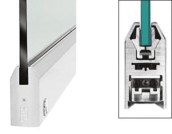 CRL Satin Anodized 4" Tapered Door Rail With Lock for 1/2" Glass - 35-3/4" Length