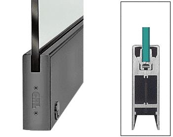 CRL Black 6" Custom Length Square Style Door Rail with Lock for 3/8" Glass