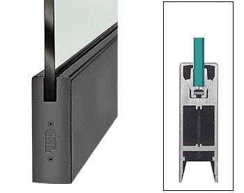 CRL Black 6" Custom Length Square Style Door Rail without Lock for 3/8" Glass