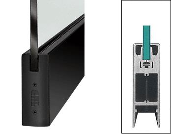 CRL Black Anodized 6" Square Door Rail Without Lock for 3/4" Glass - 35-3/4" Length