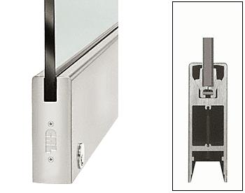 CRL Brushed Stainless 6" Custom Length Square Style Door Rail with Lock for 3/8" Glass