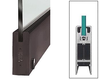 CRL Duranodic Bronze 6" Custom Length Square Style Door Rail with Lock for 3/8" Glass