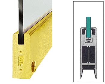 CRL Polished Brass 6" Custom Length Square Style Door Rail with Lock for 3/8" Glass