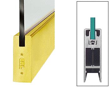 CRL Polished Brass 6" Custom Length Square Style Door Rail without Lock for 3/8" Glass