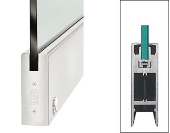 CRL Satin Anodized 6" Square Door Rail With Lock for 3/8" Glass - Custom Length