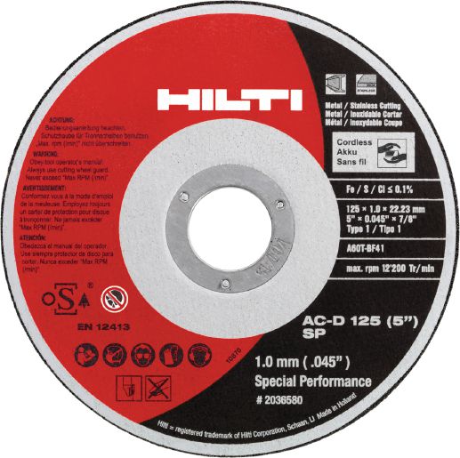 Hilti SP-Cordless Abrasive blade AC-D  - 5" Diameter  - Thickness 0.045 - Arbor - 7/8" - 5/8" -  436657