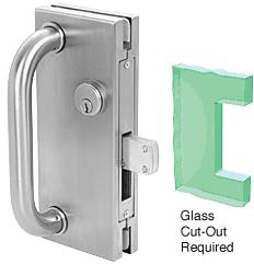 CRL 4"x10" Non-Handed Brushed Stainless Custom Center Lock with Deadthrow Latch
