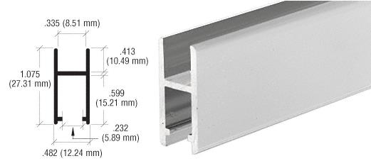 CRL Satin Anodized Aluminum H-Bar Extrusion for Showcases - 12 ft long